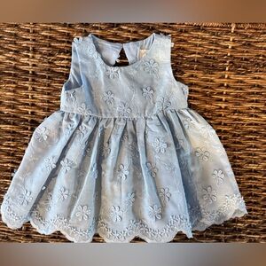 Rare Editions Baby Blue Embroidered Floral Dress